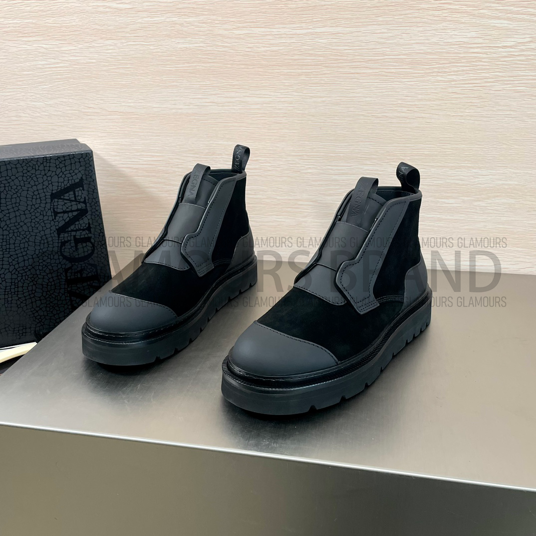 SUEDE LEATHER MIXED ANKLE MEN'S BOOT