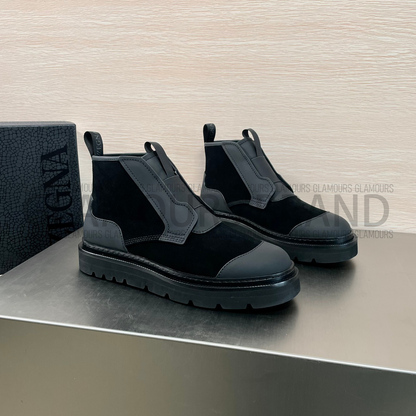 SUEDE LEATHER MIXED ANKLE MEN'S BOOT