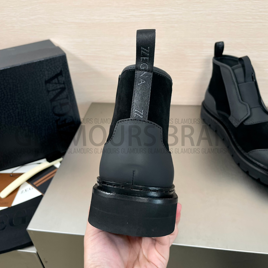 SUEDE LEATHER MIXED ANKLE MEN'S BOOT