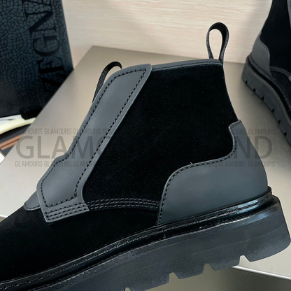 SUEDE LEATHER MIXED ANKLE MEN'S BOOT