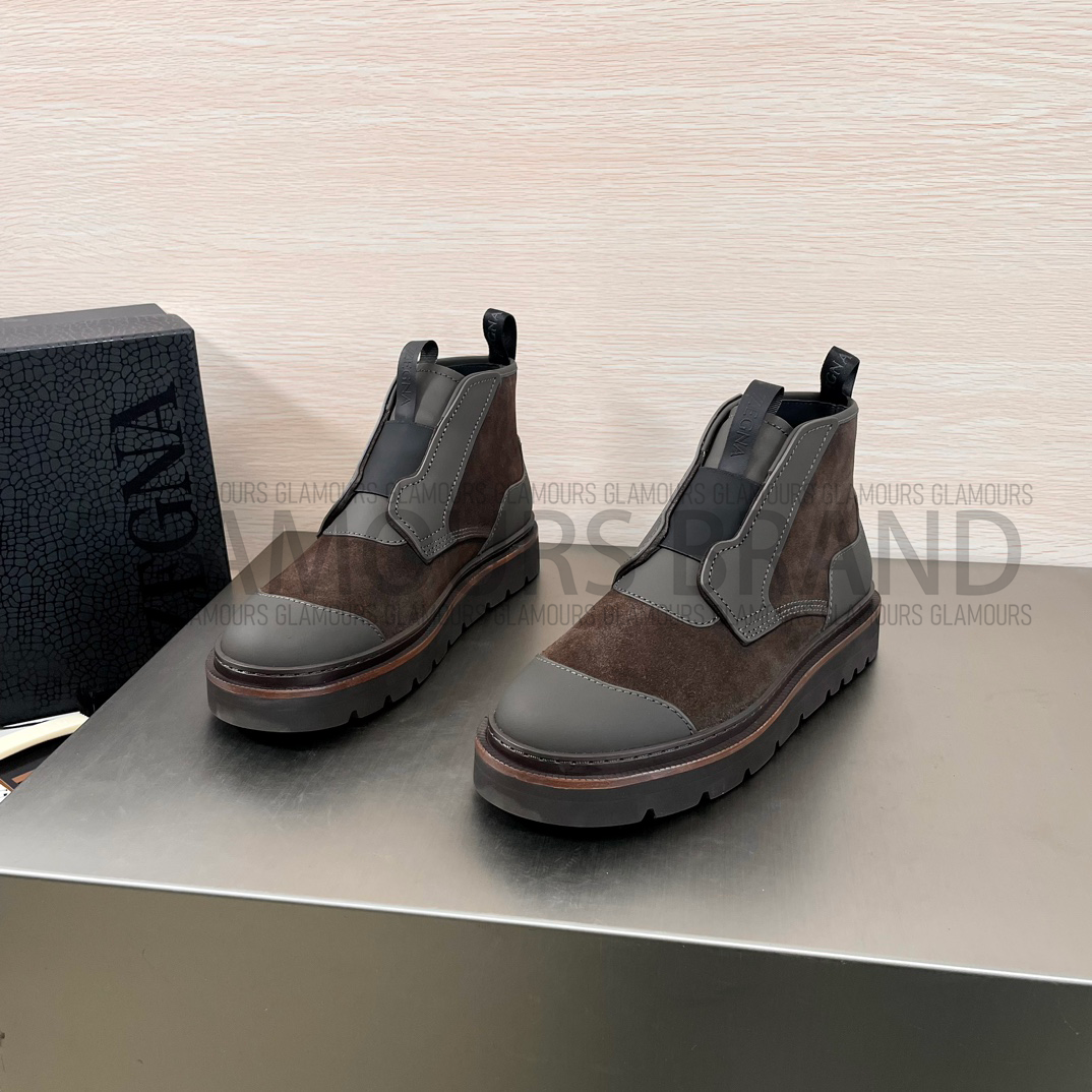 SUEDE LEATHER MIXED ANKLE MEN'S BOOT