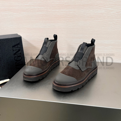 SUEDE LEATHER MIXED ANKLE MEN'S BOOT