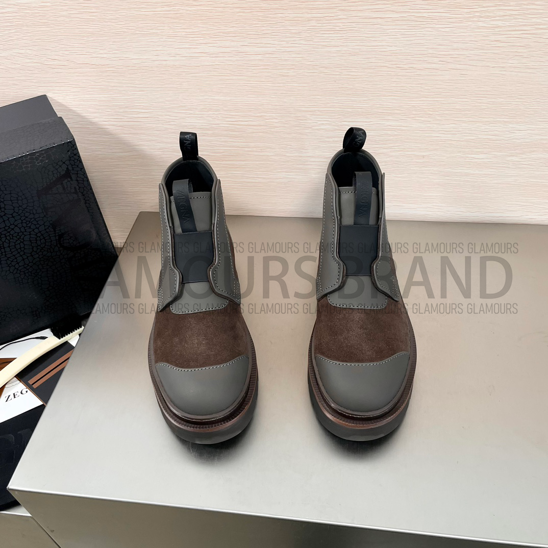 SUEDE LEATHER MIXED ANKLE MEN'S BOOT