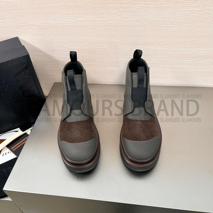 SUEDE LEATHER MIXED ANKLE MEN'S BOOT