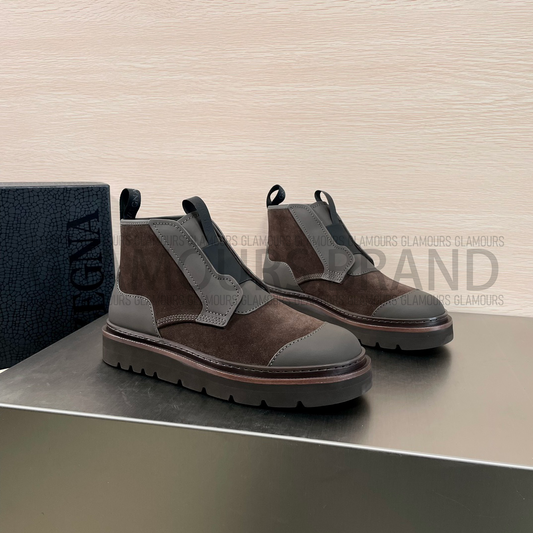 SUEDE LEATHER MIXED ANKLE MEN'S BOOT