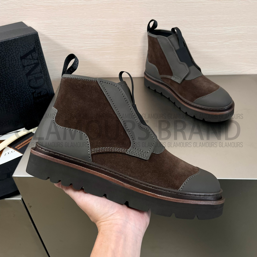SUEDE LEATHER MIXED ANKLE MEN'S BOOT