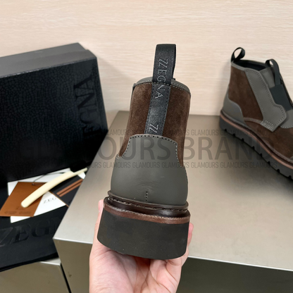 SUEDE LEATHER MIXED ANKLE MEN'S BOOT