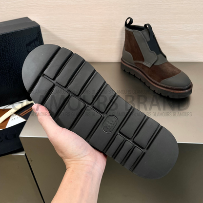 SUEDE LEATHER MIXED ANKLE MEN'S BOOT