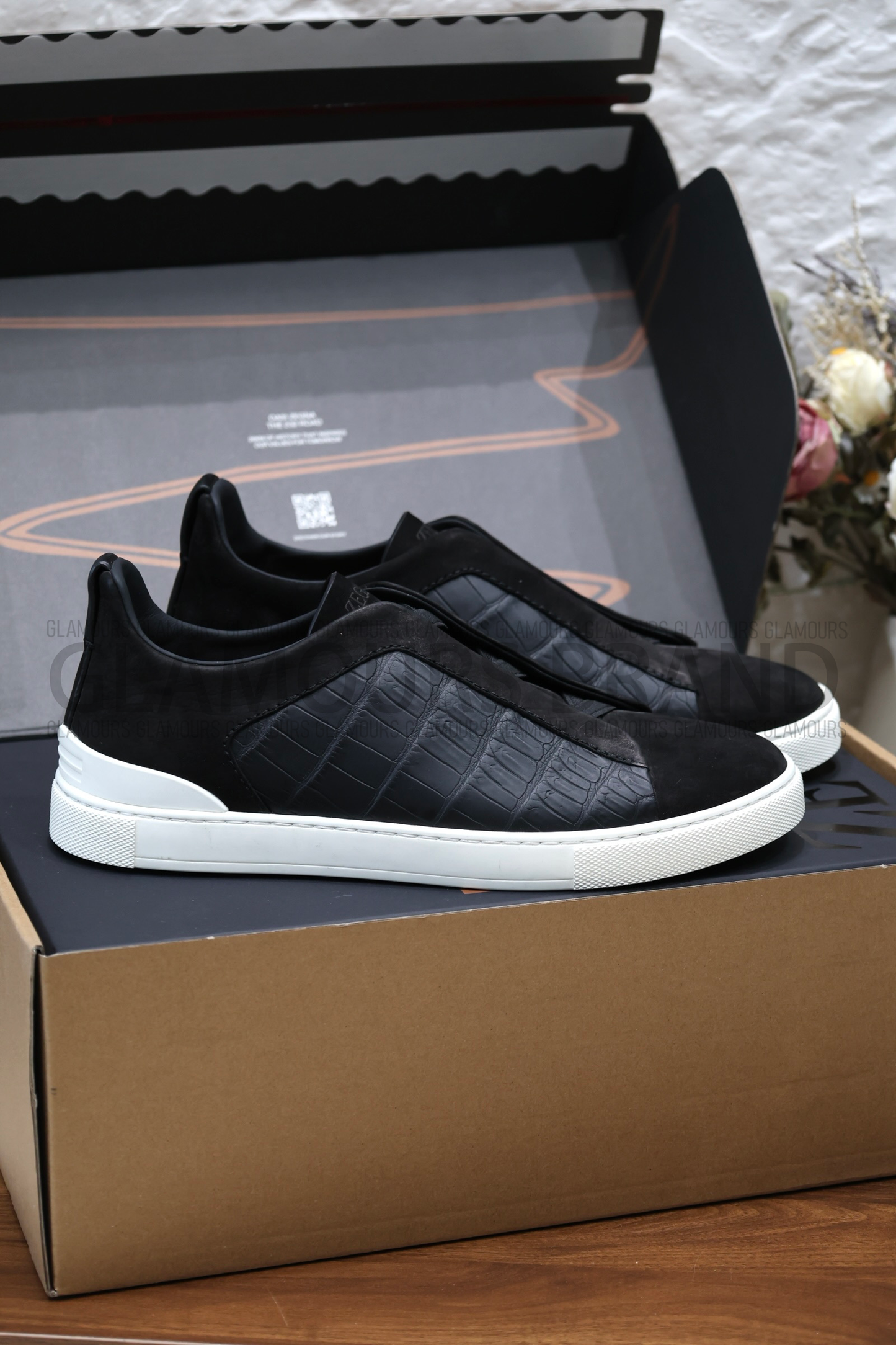 SECOND SKIN MEN’S SNEAKERS – CROCODILE LEATHE